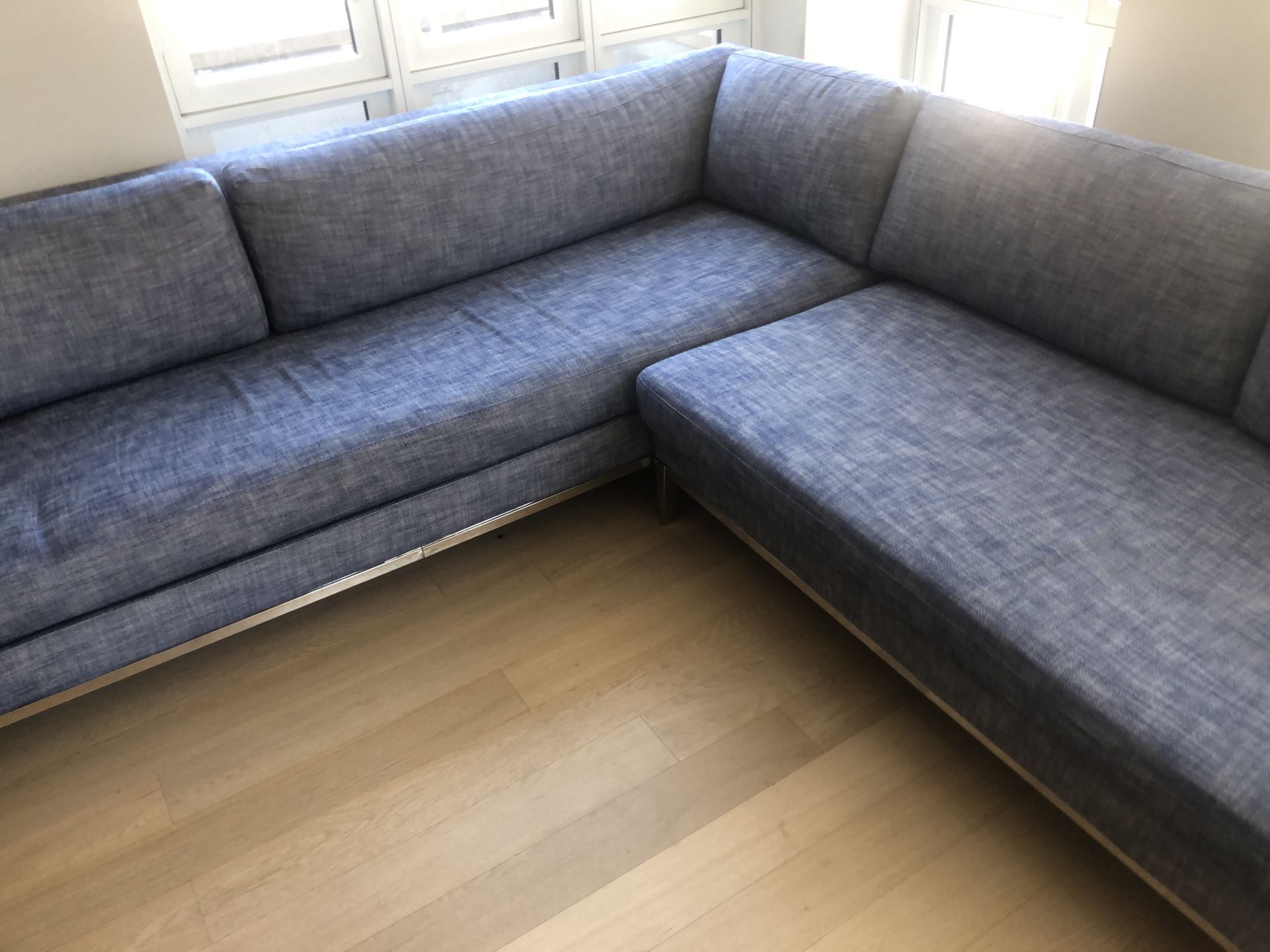 Blue restoration hardware sectional couch