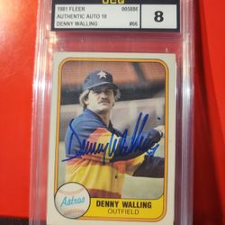 1981 FLEER #66 Houston Astros DENNY WALLING AUTHENTIC AUTOGRAPHED UCG NM-MT 8