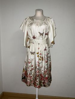 Anthropologie Lil Silk Butterfly Dress Sz 2