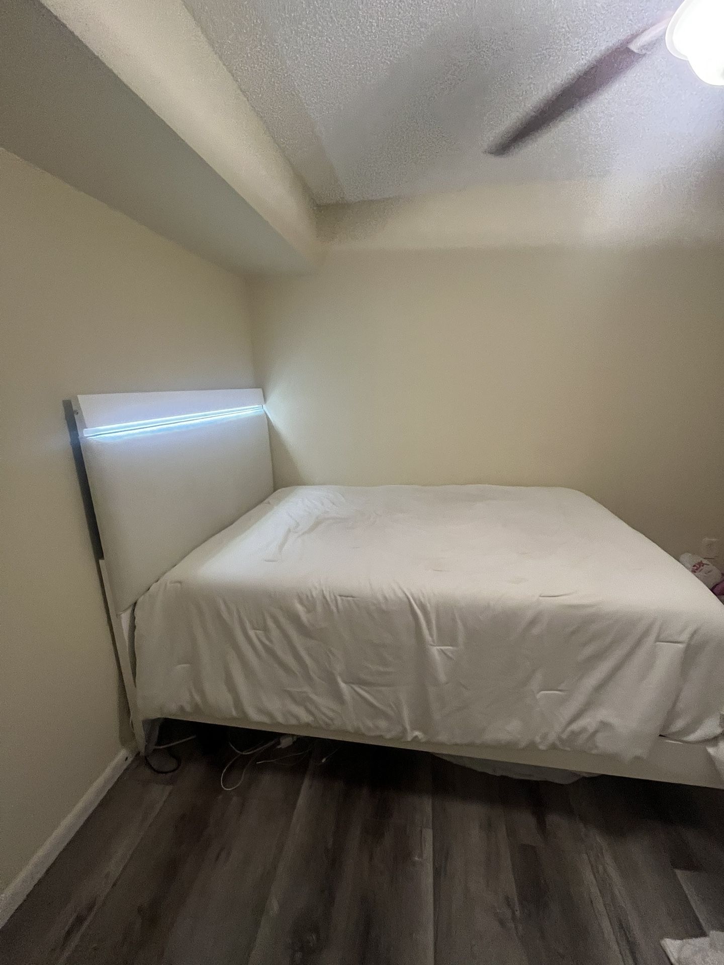Full Size Bed Frame With 3 Level White Led Light