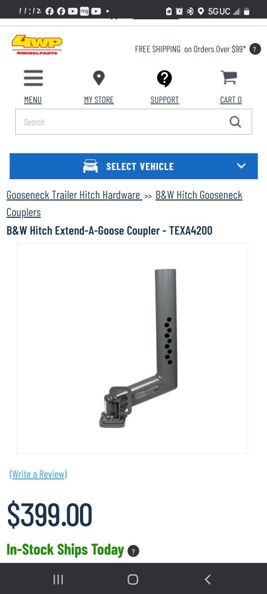 B & W Trailer Hitch TEXA 4200 extend A Goose Coupler