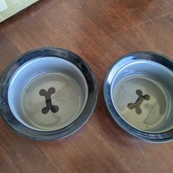 Dog food and water bowls