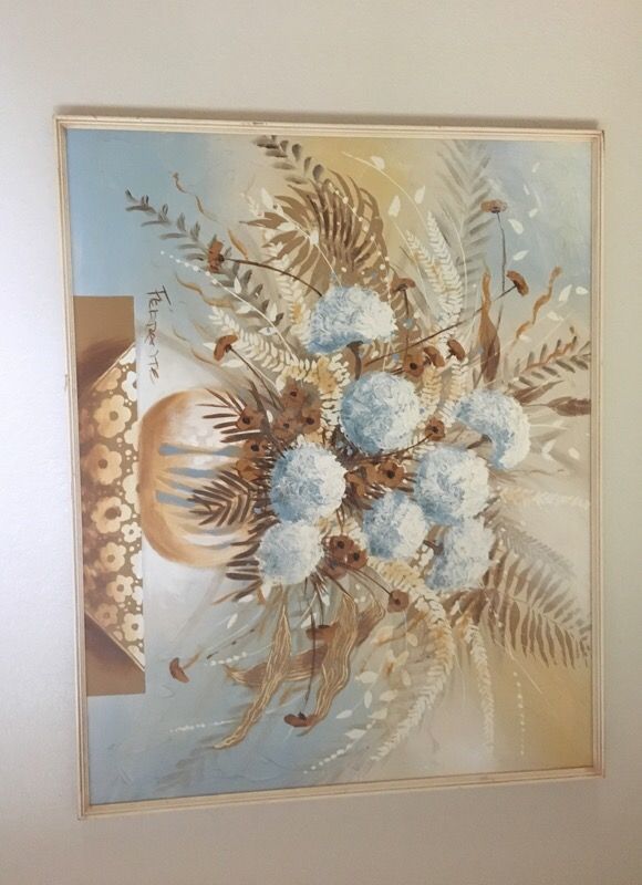 Vintage Artist FRANK FERRANTE Oil Painting Floral Flower Framed
