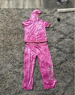 Pink Velour Tracksuit Set Hoodie and Pants