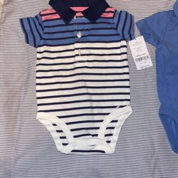 3 Piece Carters Button Up /Collar Bodysuits 
