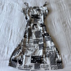 🖤 Y2K Newspaper Print Mini Dress – SHEIN XS – Editorial Aesthetic / Model-Off-Duty Vibes 🖤