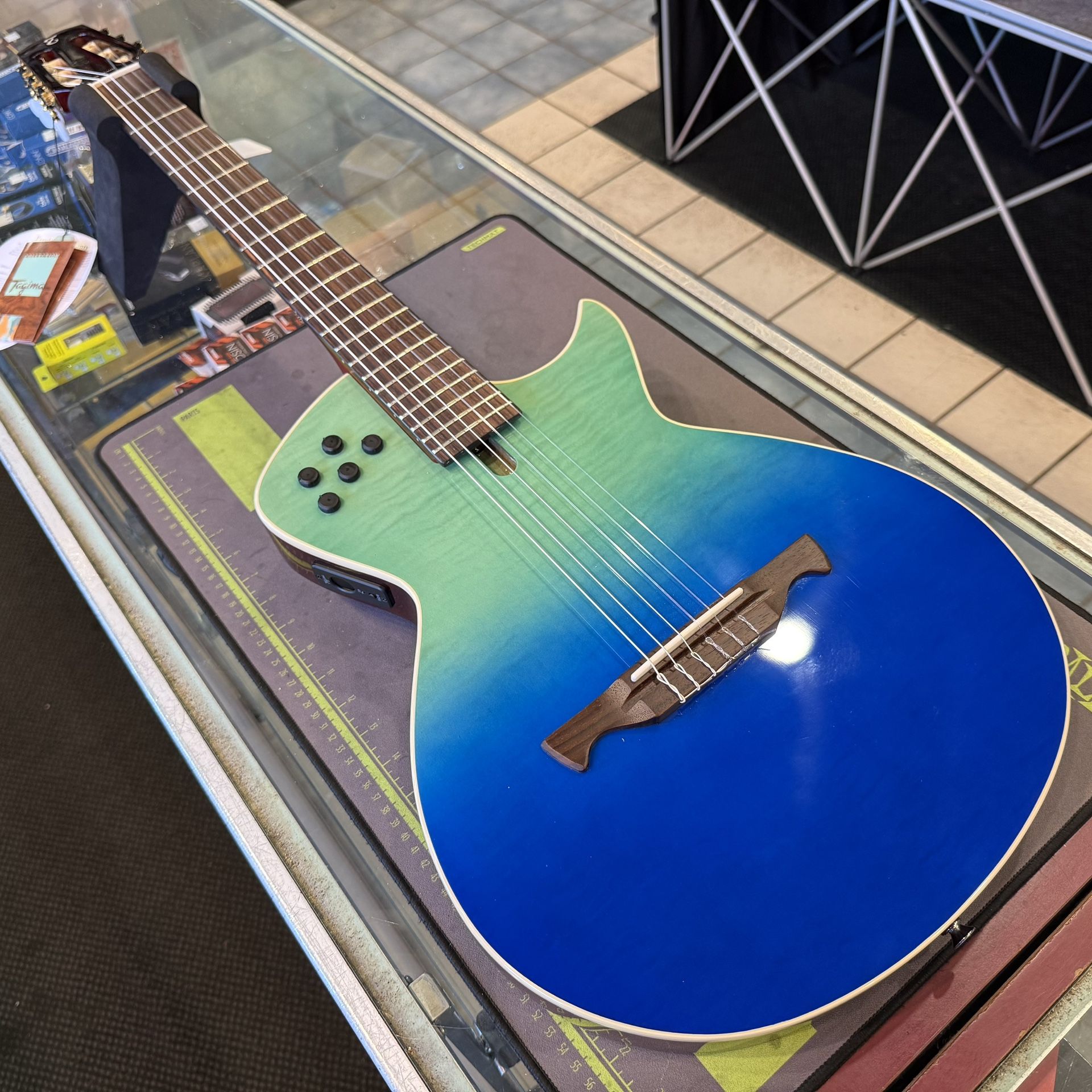 Tagima Modena Nylon Transparent Blue Fade Solid Body Electric Classical Guitar NEW!