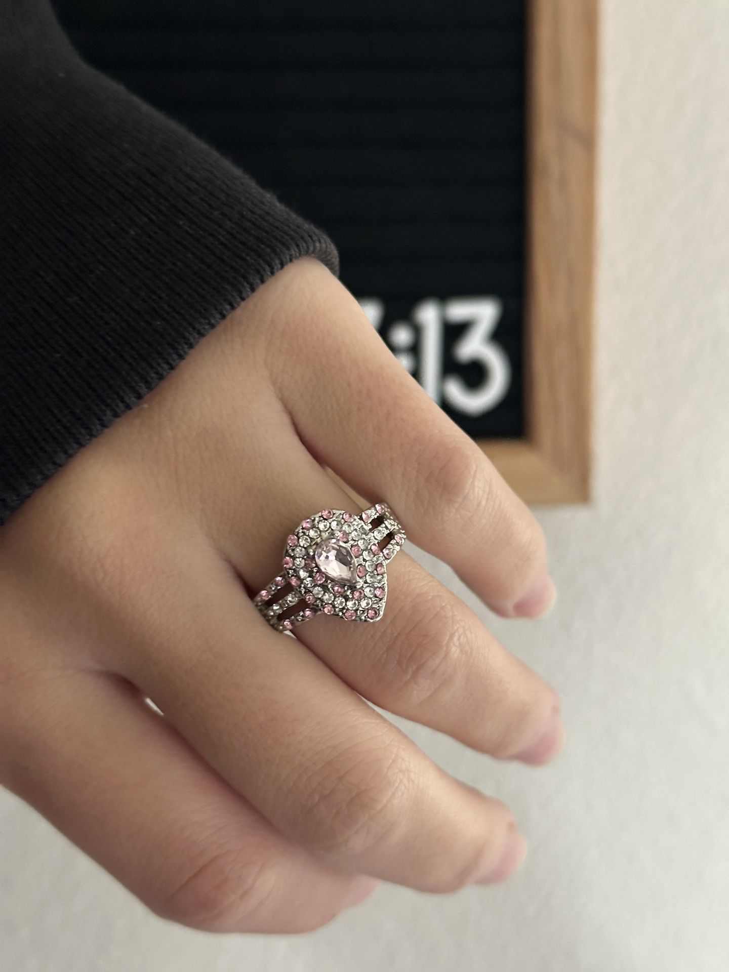 Teardrop Cubic Zirconia Ring Light Pink Ring with rhinestones size 6