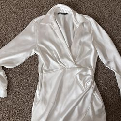 Zara Satin White Dress size Medium