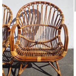 Franco Albini Rattan Scoop Vintage MCM Mid Century Modern Bohemian Boho Chic Beach Armchair Bentwood Bamboo Furniture Peacock Chair