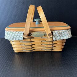 Longaberger Homestead 2001 Woven Memories Basket + Protector + Wood Lid + Liner