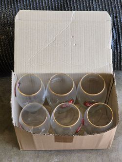 Stella Artois Belgium gold rim chalice glasses with stem