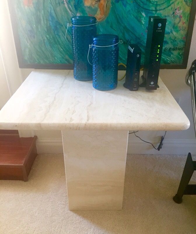 Solid Travertine Marble End / Side Table