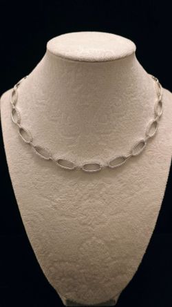 925 Sterling Silver Fancy Oval Link Necklace