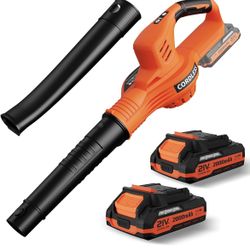 Leaf Blower Cordless - 21V Powerful Electric Leaf Blower with 2 Batteries and Charger, 2 Speed Modes, 2.0Ah Lightweight Battery Powered Leaf Blowers f
