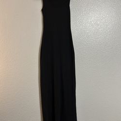 black ribbed sleeveless stretch maxi dress size medium