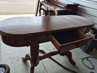 Vintage Oval Wood Sofa Table / Entryway Desk with Drawer