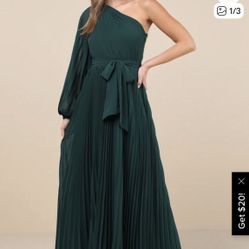 Vestido Verde,  De Hombro Descubierto