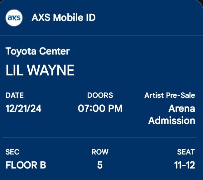 2 Floor Seat Tickets To Saturday Lil Wayne Lil Weezyana Hot Boys Concert