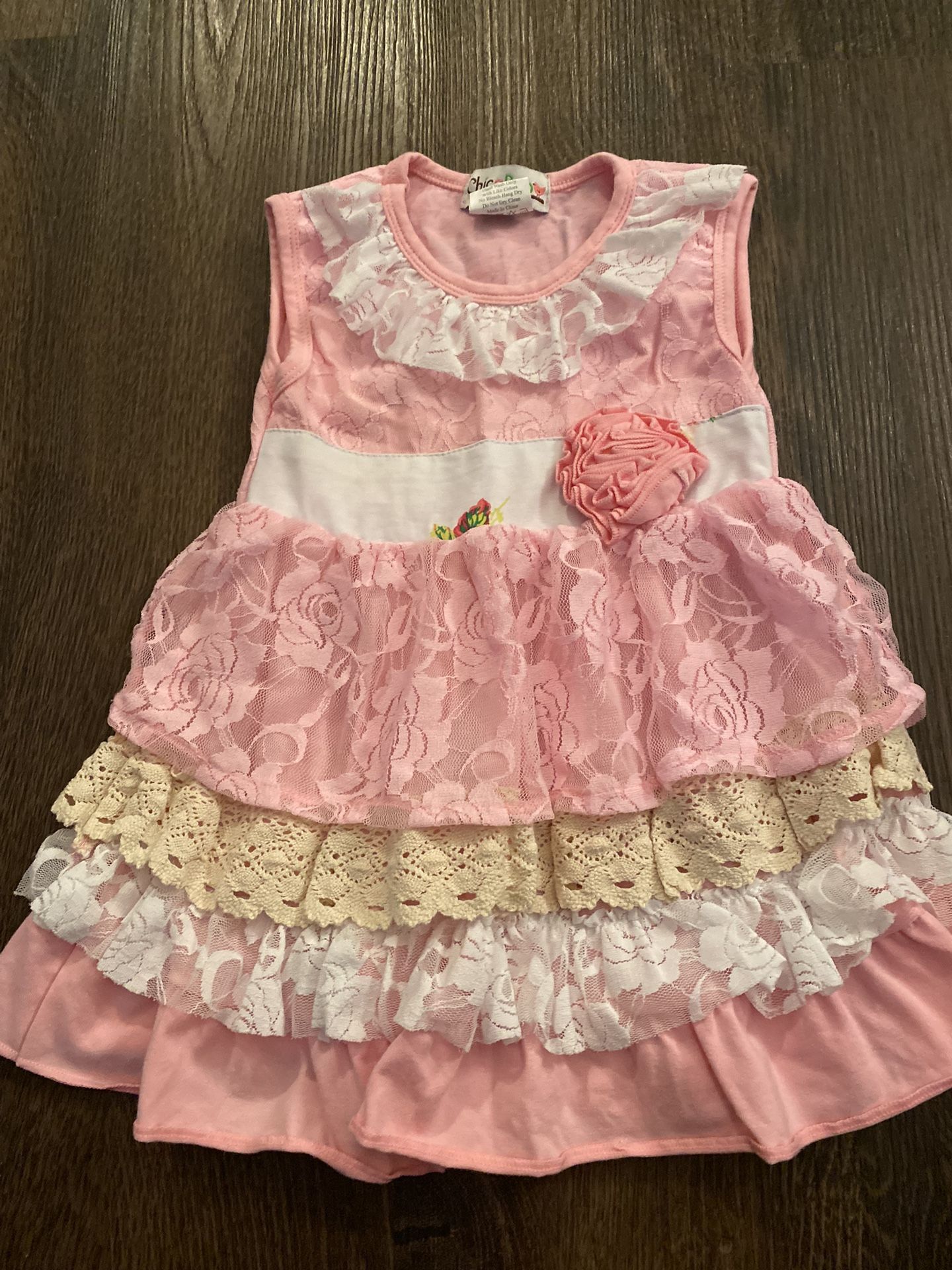 Girls Pink Lace Dress Size 2t By Chicaboo #17