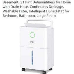 KNKA 1600 sq.ft Dehumidifier for Basement, 21 Pint Dehumidifiers for Home with Drain Hose, Continuous Drainage, Washable Filter, Intelligent Humidista