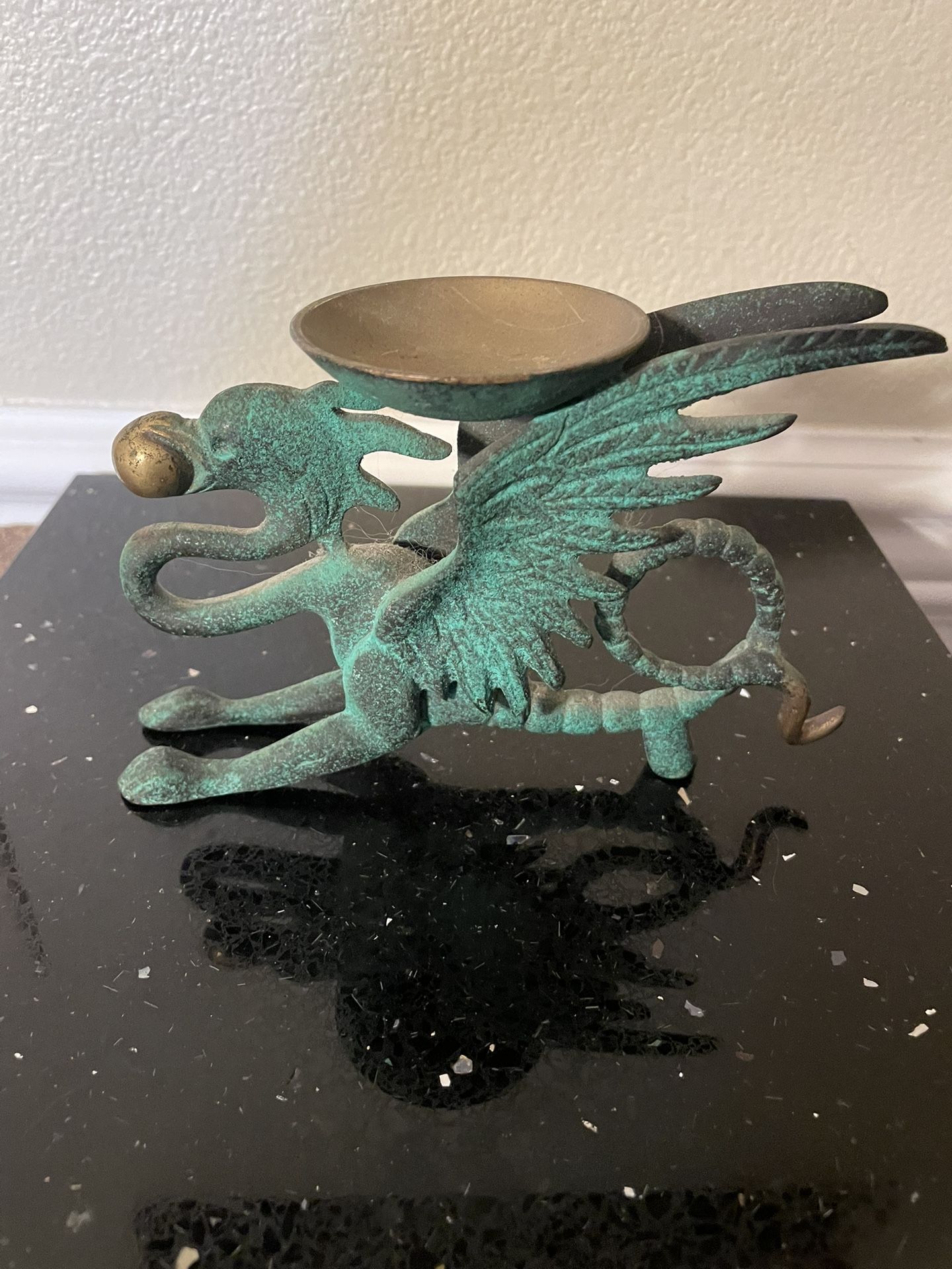 Rare 1949-50 Bronze Dragon Candle Holder 3.5”