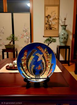 Vintage Gold Imari Japanese porcelain platter or charger, likely from the Arita 12"