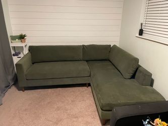 Green Velvet L-Shaped Sectional Sofa
