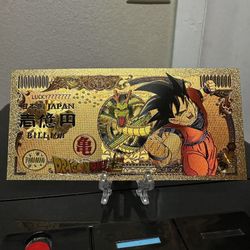 24k Gold Foil Plated Goku Dragon Ball Z Banknote