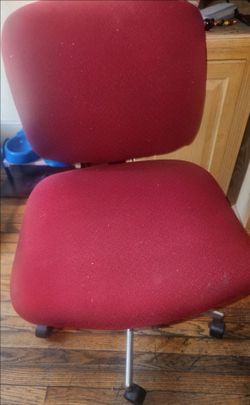 Red Fabric Office Chair with Wheels