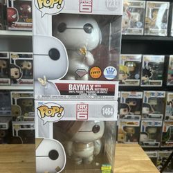 2 LIMITED EDITION Baymax Funko Pops #1233 #1464 Disney Chase Glitter Big Hero 6