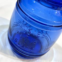 Cobalt Blue Cracker Barrel Jar Style Glass Large