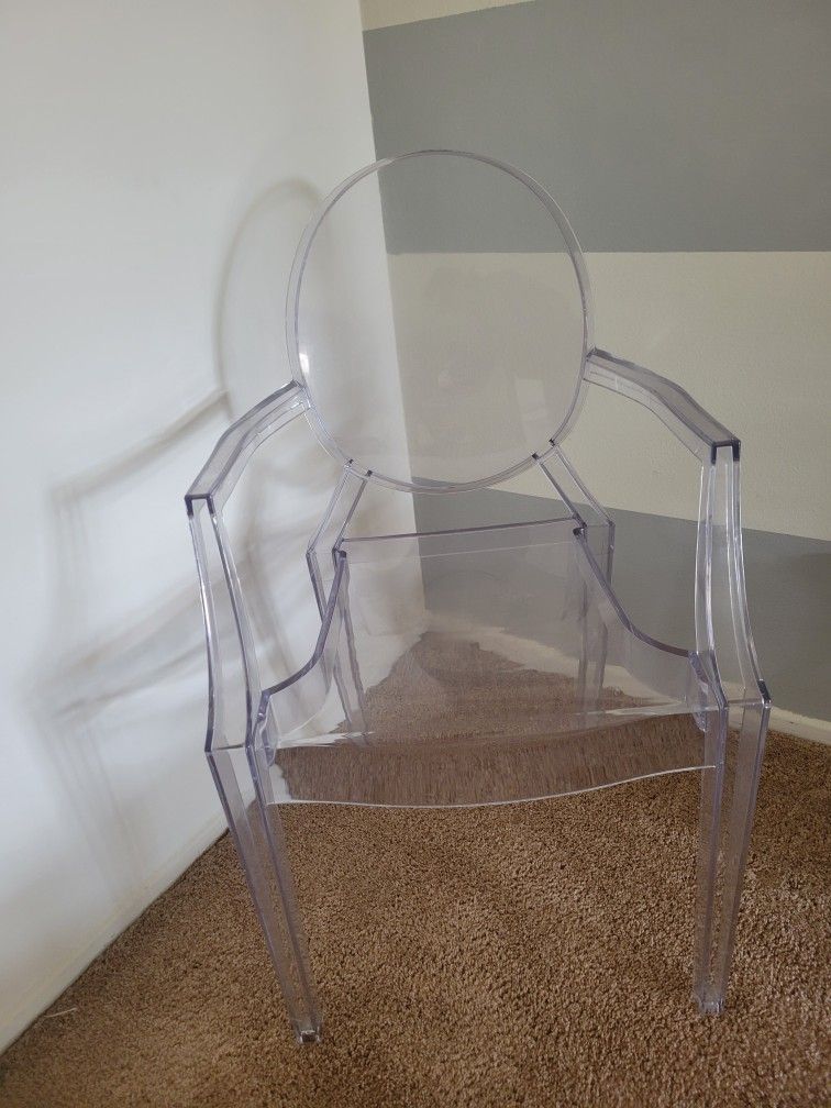 Clear Acrylic Chair With Armest Philippe Starck Inspired 