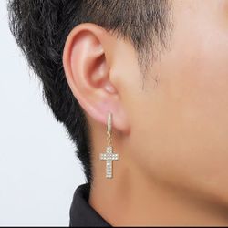 Bling Dangle Cross Earring
