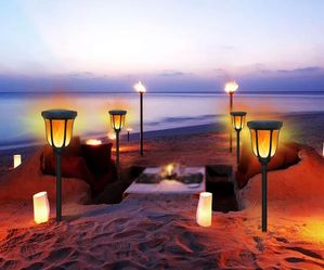 4 Pack Solar Torch Light with Flashing Flame Waterproof for Porch Garden Patio Yard Garage Pathway Automatic Switch