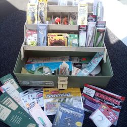 Fishing Tackle Box With Lots Of Fishing Gear
