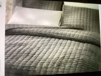KING Wonderful Modern Reversible Velvet Quit 3pcs set Gray