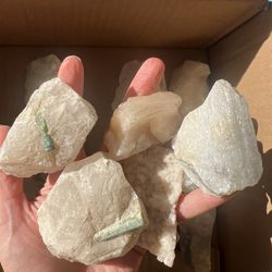 Lot Of BOX Of Real Crystals Tourmaline Amethyst Quartz Citrine And Others