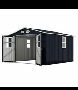 (New in box need assemble) 7.5’ L x 7.5’ W x 6.’ H galvanized steel Metal Storage Shed Outdoor
