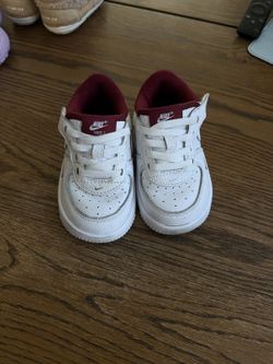 Nike Force 1 Toddler Shoes White Burgundy 7C