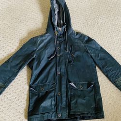 River Island Weatherproof Jacket - Dark Blue & Moss Green / Zip up & Button Up / Size Medium