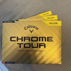  3 Dozen (36) Callaway Chrome Tour  Yellow Solid Yellow Golf Balls BNIB