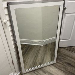 Wall Mirror 42” X 26” In Good Condition (White $ Silver) $20 Firm On Price