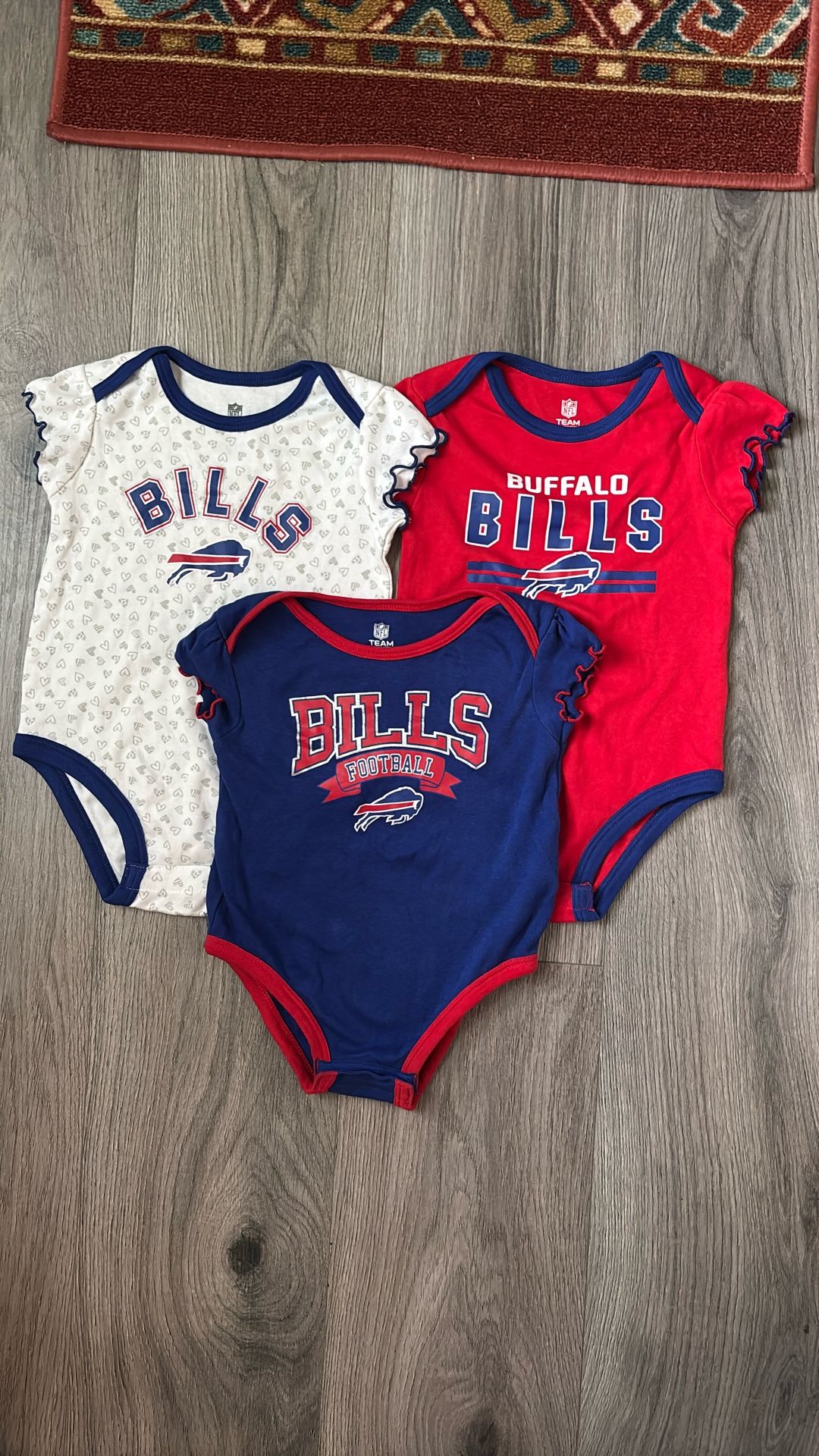 Buffalo Bills Baby Girls Onesies 3 Pack 18m