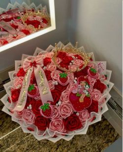 Strawberry Shortcake Themed Flower Bouquet