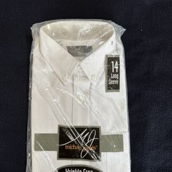 Michael James wrinkle free white shirts long sleeve size 14 