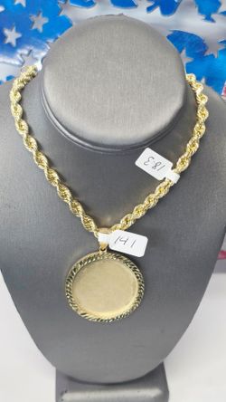 10k 24inch 6.5mm Hollow Rope Chain And 10k Memory Pendant