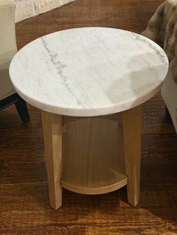 Marble Top Blonde Oak Side Table