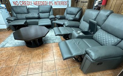 Grey Three Piece Reclining Sofa Set ON CLEARANCE $1279 Brand NEW IN BOX