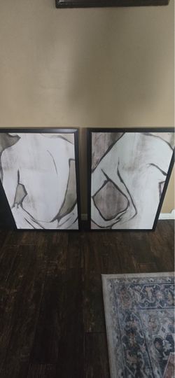 Set of 2 Abstract Figure Framed Wall Art